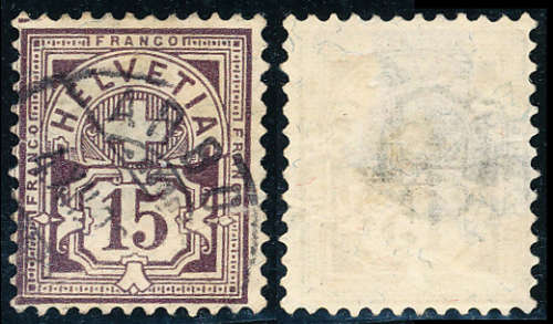Switzerland - 1882 - 99 - 15c purple fine used . SG 133A .