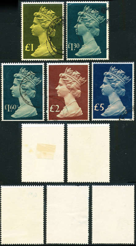 Great Britain - 1977 - High Values - £1, £2, £5 - fine used and £1-30 and £1-60 . 1026 - 1028 .