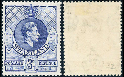 Swaziland - 1938 - 54 - Geo VI - 3d ultra perf 13½x13 fine mint . 32 .