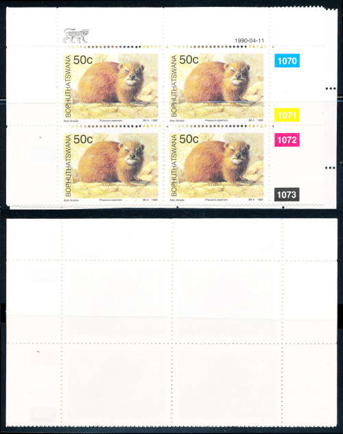 Bophuthatswana - 1990 - Small Mammals - set of 4 control blocks of 4 . mint unhinged . SACC 235-238