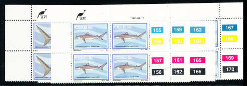 Ciskei - 1983 - Sharks - Set of 5 control blocks of 4 mint unhinged .