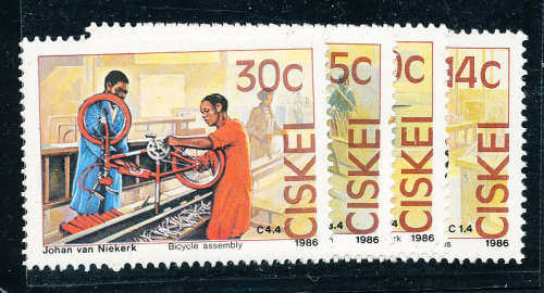Ciskei - 1986 - Bicycle Factory - Set of 4 mint unhinged . SG 102-105 .