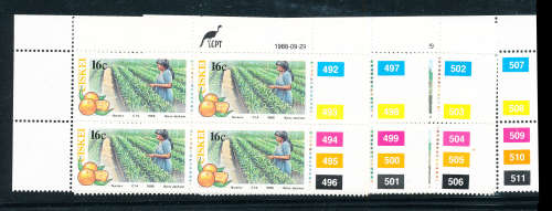 Ciskei - 1988 - Citrus Farming - Set of 4 control blocks of 4 mint unhinged . SACC 141-144 .
