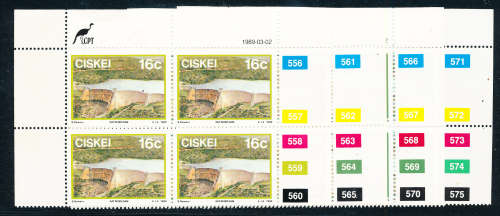 Ciskei - 1989 - Dams - Set of 4 control blocks of 4 mint unhinged . SACC 149-152 .