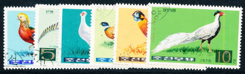 North Korea - 1976 - Pheasants - set of 6 fine used . 1522-1527 .