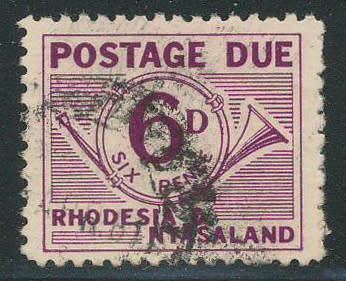 Rhodesia and Nyasaland Postage Dues - 1961 - 6d purple fine used . D6 .
