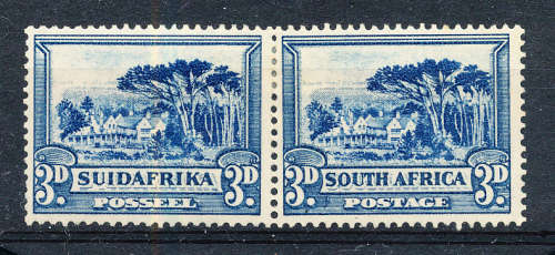 South Africa - 1930 - 1945 - 3d blue wmk upright mint hinged horiz pair . SACC 46 .