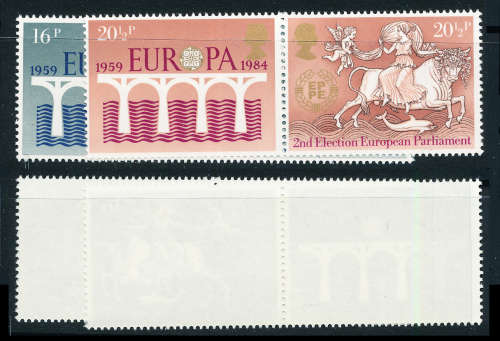 Great Britain - 1984 - CEPT - 16P and 20½P horiz pairs mint unhinged . SG 1249 - 1252 .