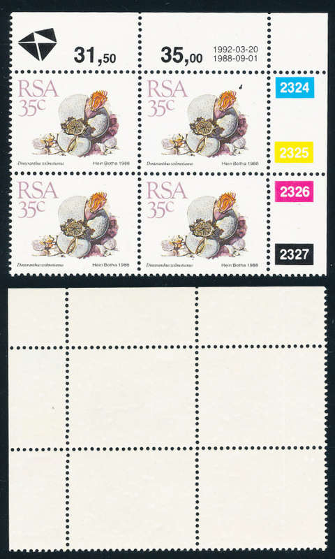 South Africa - 1988 - 5th Defins - 35c control 2324-2327 Block of 4 mint unhinged . SACC 677 .