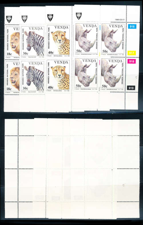 Venda - 1990 - Wildlife Conservation - Set o,f 4 control Blocks of 4 mint unhinged . SG 201-204 .