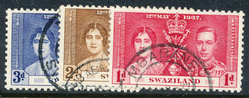 Swaziland - 1937 - Coronation - Set of 3 fine used . SG 25-27 .