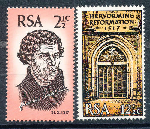 South Africa - 1967 - 450th Anniv of Reformation - Set of 2 mint unhinged . SACC 274-275 .
