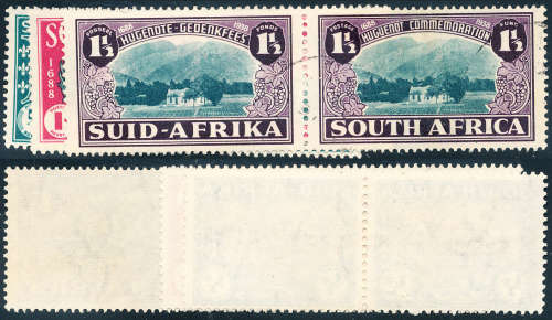 South Africa - 1939 Huguenots set of 3 fine used horiz. pairs. SACC 81-83.