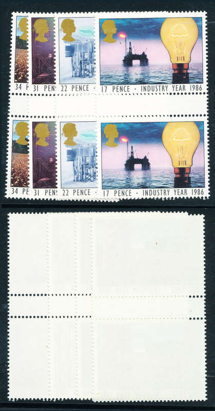 Great Britain - 1986 - Industry Year - set of 4 u.m. gutter pairs . SG 1308-1311 .