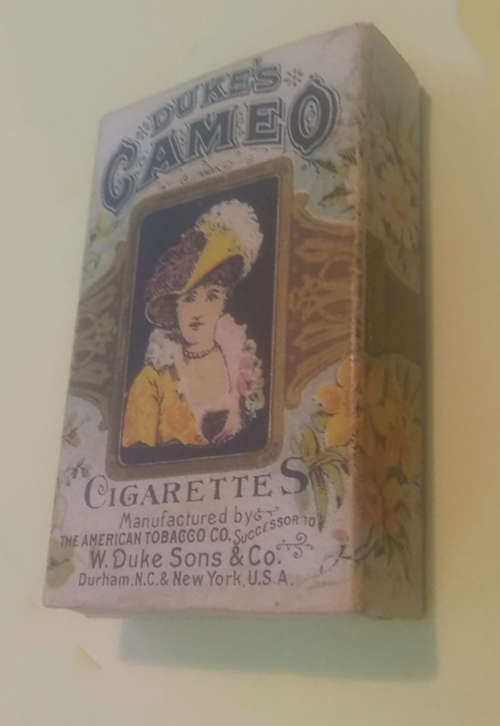 Cigarettes - 1890`s Antique Duke Cameo Cigarette Pack with contents. Very Scarce . So fine.