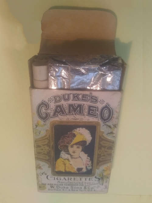 Cigarettes - 1890`s Antique Duke Cameo Cigarette Pack with contents. Very Scarce . So fine.