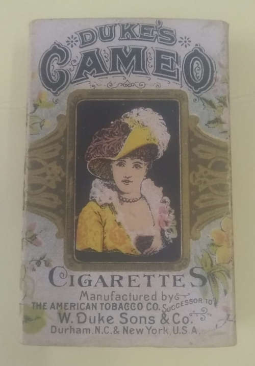 Cigarettes - 1890`s Antique Duke Cameo Cigarette Pack with contents. Very Scarce . So fine.