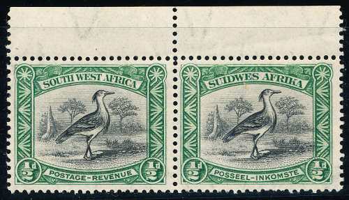 South West Africa - 1931 - Defins - ½d perf. 14 x 13½ up - horizontal pair mint unhinged - SACC 103