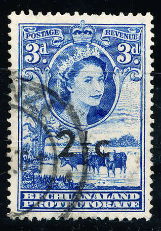 Bechuanaland - 1961 - Decimal surcharge - 2½c  on 3d bright ultra - fine used - 160