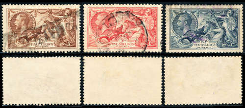 Great Britain - 1934 - Re-Engraved Seahorse - set of 3 fine used . SG 450-452 .