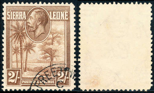 Sierra Leone - 1932 - Geo V - 2s chocolate fine used . SG 164 .
