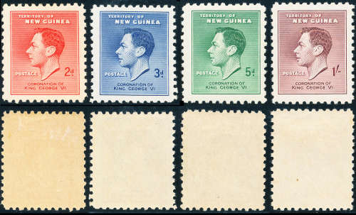 New Guinea - 1937 - Coronation - set of 4 mint hinged . SG 208-211 .
