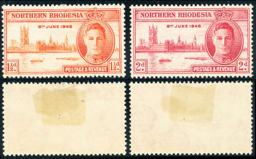 Northern Rhodesia - 1946 - Victory - set of 2 mint hinged . SG 46-47 .