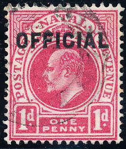 Natal Official Stamps - 1904 - Edw 7 Ovptd - 1d carmine fine used . SACC O2 .