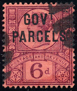 Great Britain Official Stamps - 1887 - 90 - Victoria - Govt parcels 6d purple/ rose-red 00 . O 66.