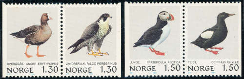 Norway - 1981 - Birds (2nd Issue) Setof 4 in 2 horiz pairs mint unhinged .  SG 869-872 .