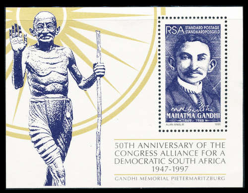 South Africa - 1997 - Gandhi - m/sheet mint unhinged . SACC 1032 .