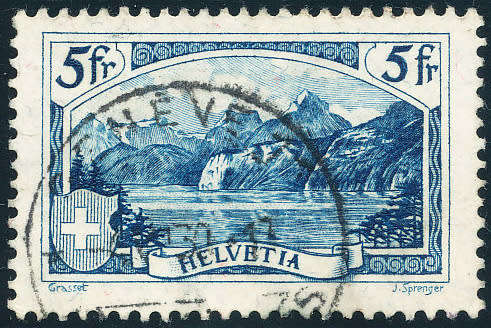 Switzerland - 1928-32 - The Mythen - 5F deep blue fine used - 336