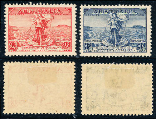 Australia - 1936 - Submarine Telephone Link - set of 2 mint hinged . SG 159-160 .