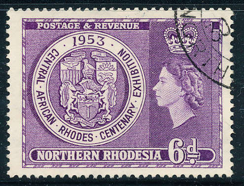 Northern Rhodesia - 1953 - Rhodes Exhibition - 6d violet fine used - SG 59