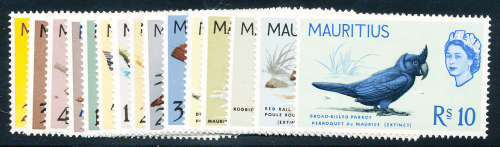Mauritius - 1965 - Defins (Birds) - set of 15 mint hinged . SG 317-331 .
