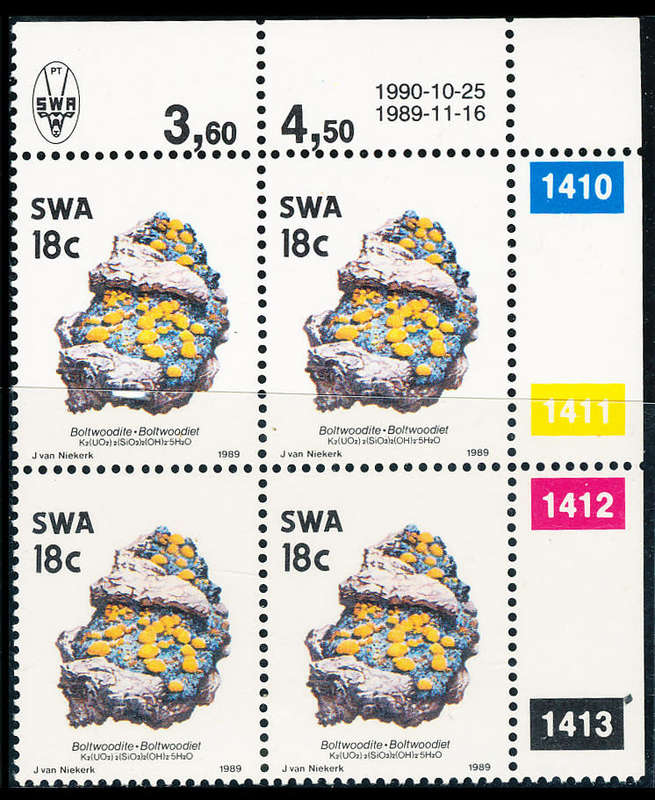South West Africa - 1989 - 4th Defins. - 18c mint unhinged control 1410-1413 - block of 4 - SACC 540