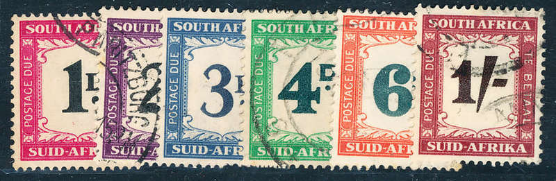 South Africa Postage Dues - 1950-58 - set of 6 fine used - SACC D38-43