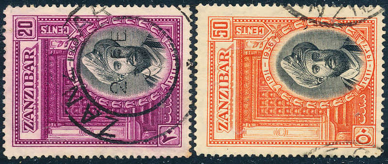 Zanzibar - 1936 - Silver Jubilee - 20c & 50c fine used - SG 324 & 326