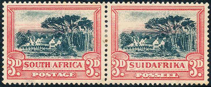 South Africa - 1930-45 - 3d black & red horizontal pair mint hinged - SACC 45