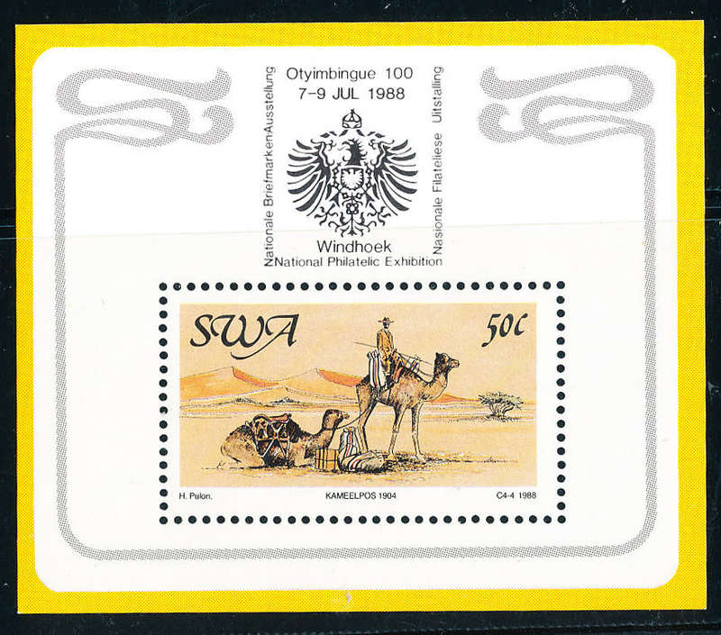 South West Africa - 1988 - Centenary of postal service - 50c m/sheet mint unhinged - SACC 513a