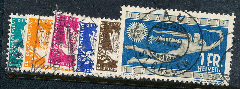 Switzerland - 1932 - Disarmament Conference - set of 6 fine used . SG 338-343 .