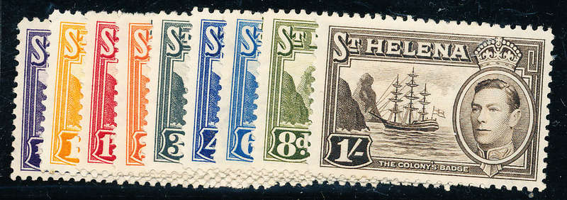St. Helena - ½d to 1s mint hinged singles . (9 stamps cheapest) . SG 131-137 .