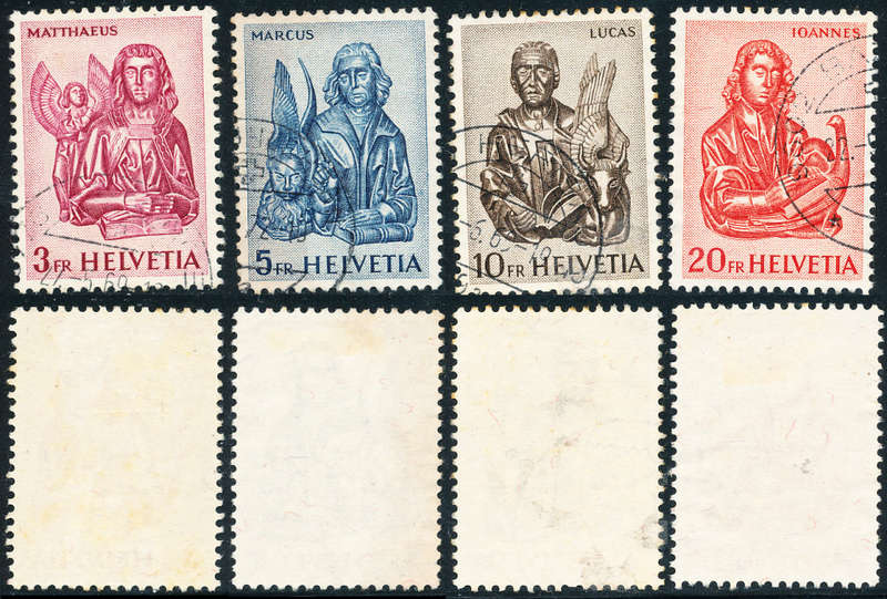 Switzerland - 1961 - St. Oswalds Church Carving - set of 4 fine used . SG 655-658 .