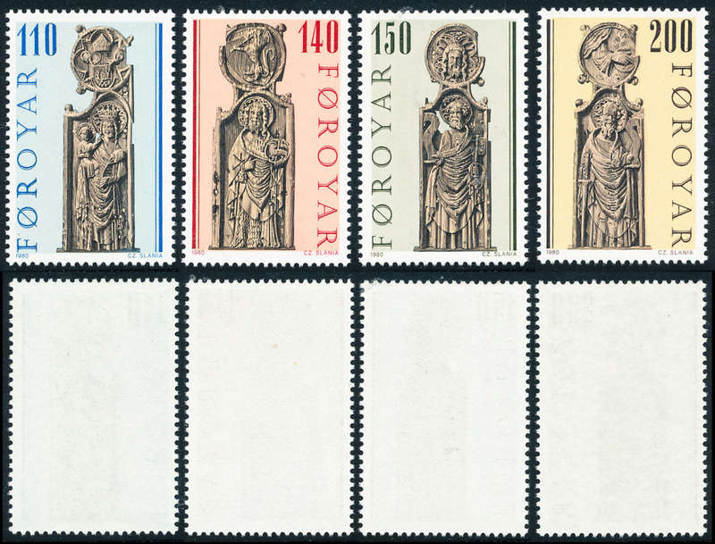 Faroe Islands - 1980 - Pews of Kirkujubour Church - set of 4 mint unhinged . SG 54-57 .