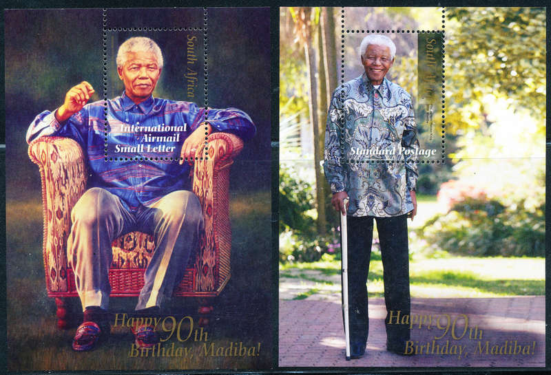 South Africa - 2008 - Mandela`s 90th Birthday - Std & Int`l postage m/sheet mint unhinged .SACC 1879