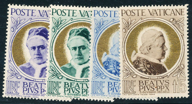 Vatican City - 1951 - Beautification of Pope Pius - set of 4 mint hinged . SG 164-167 .