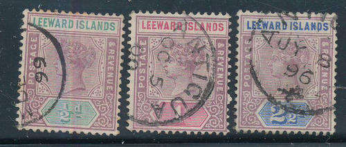 Leeward Islands - 1890 - Victoria - 1/2d,1d,2&1/2d fine used.