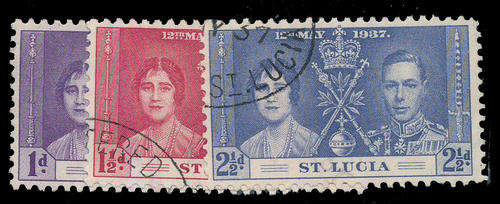 St. Lucia - 1937 - Coronation - set of 3 fine used.