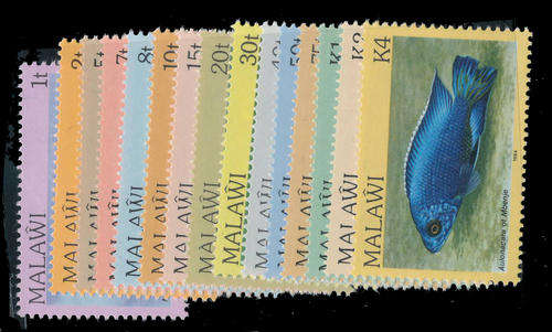 Malawi - 1984 - Fishes - set of 15 mint unhinged.