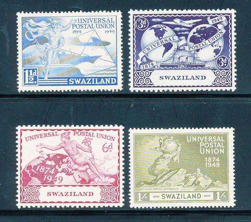 Swaziland - 1949 - U.P.U. - set of 4 mint hinged (SG 48-51).